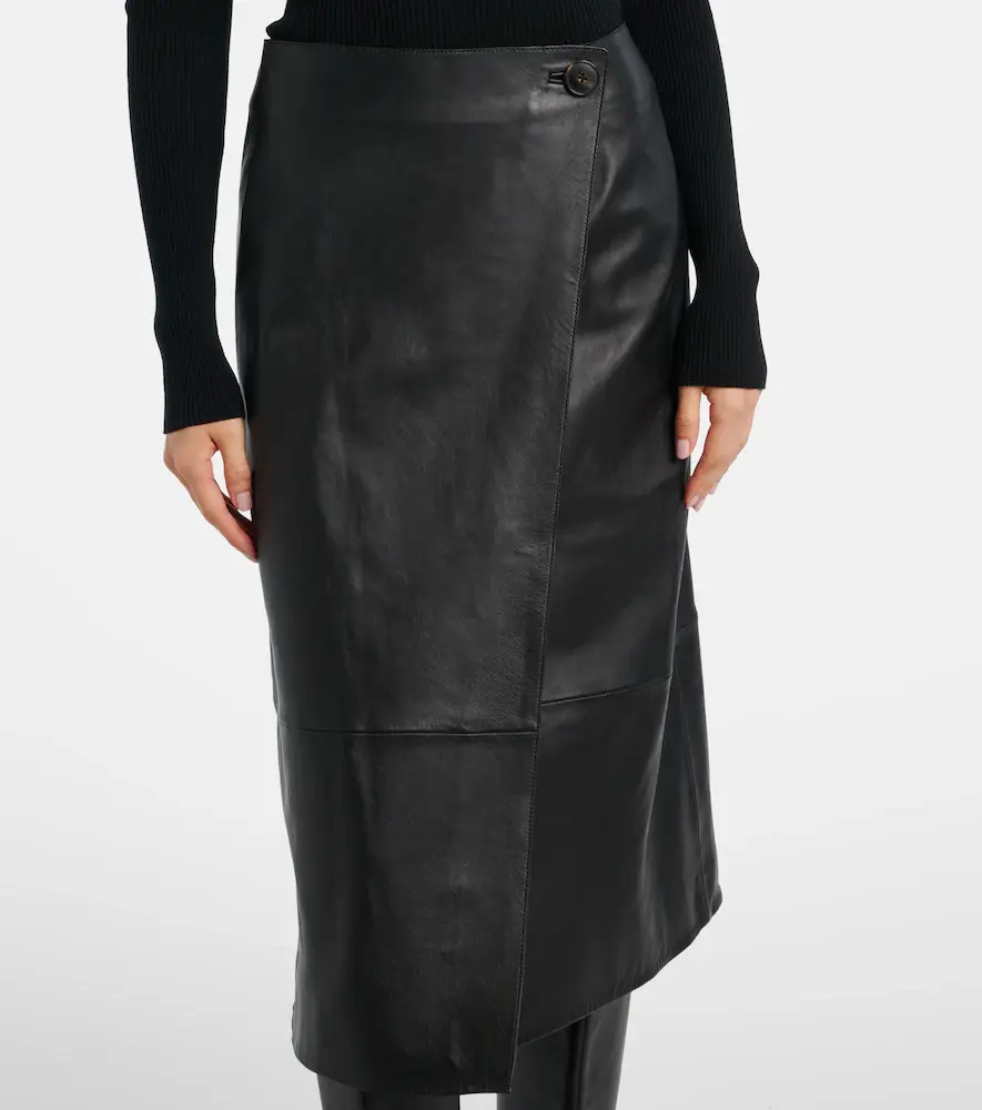 Yves Salomon Leather midi skirt | Thumbnail 2