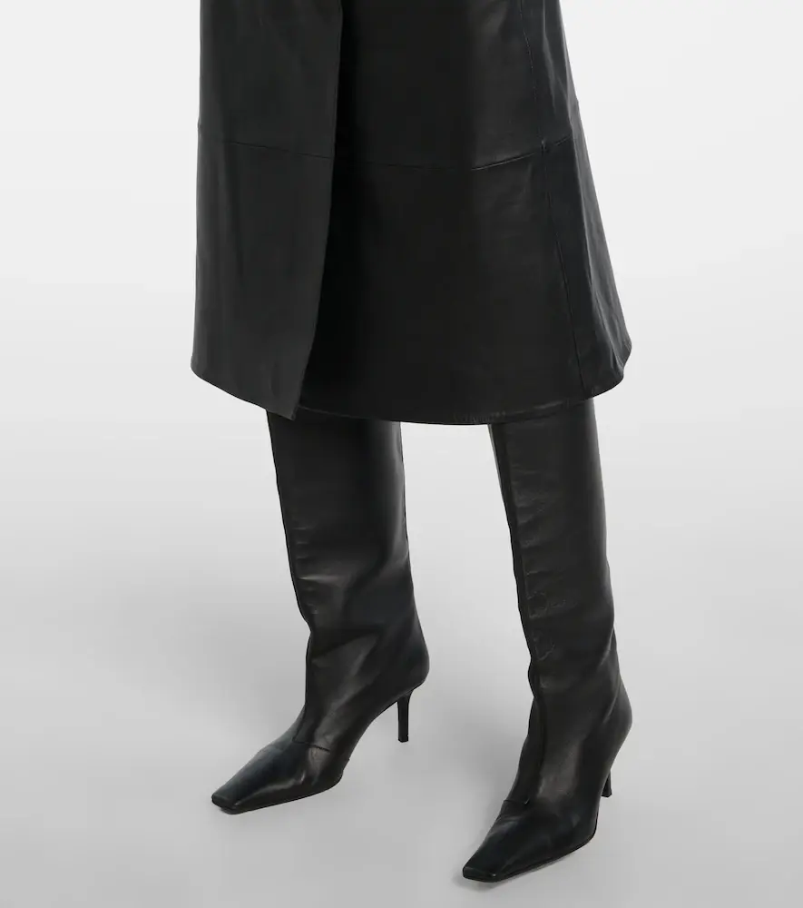 Yves Salomon Leather midi skirt | Thumbnail 3