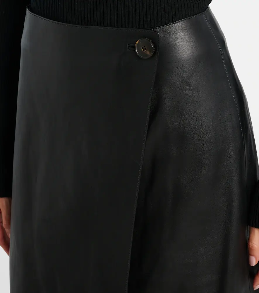 Yves Salomon Leather midi skirt | Thumbnail 4