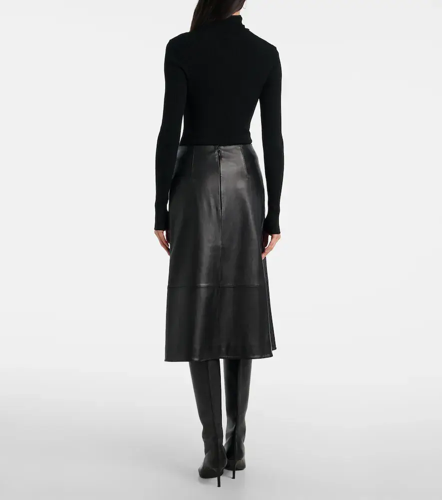 Yves Salomon Leather midi skirt | Thumbnail 6