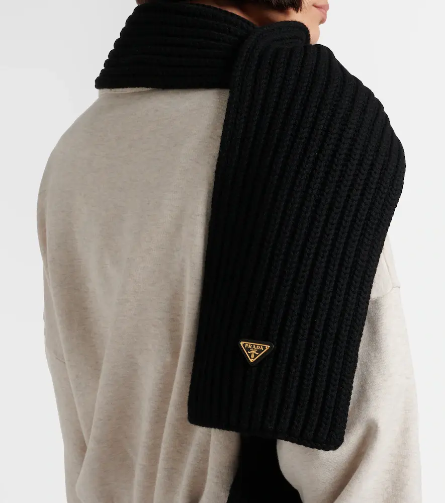 Prada Ribbed-knit virgin wool scarf | Thumbnail 3 Prada Ribbed-knit virgin wool scarf | Thumbnail 3
