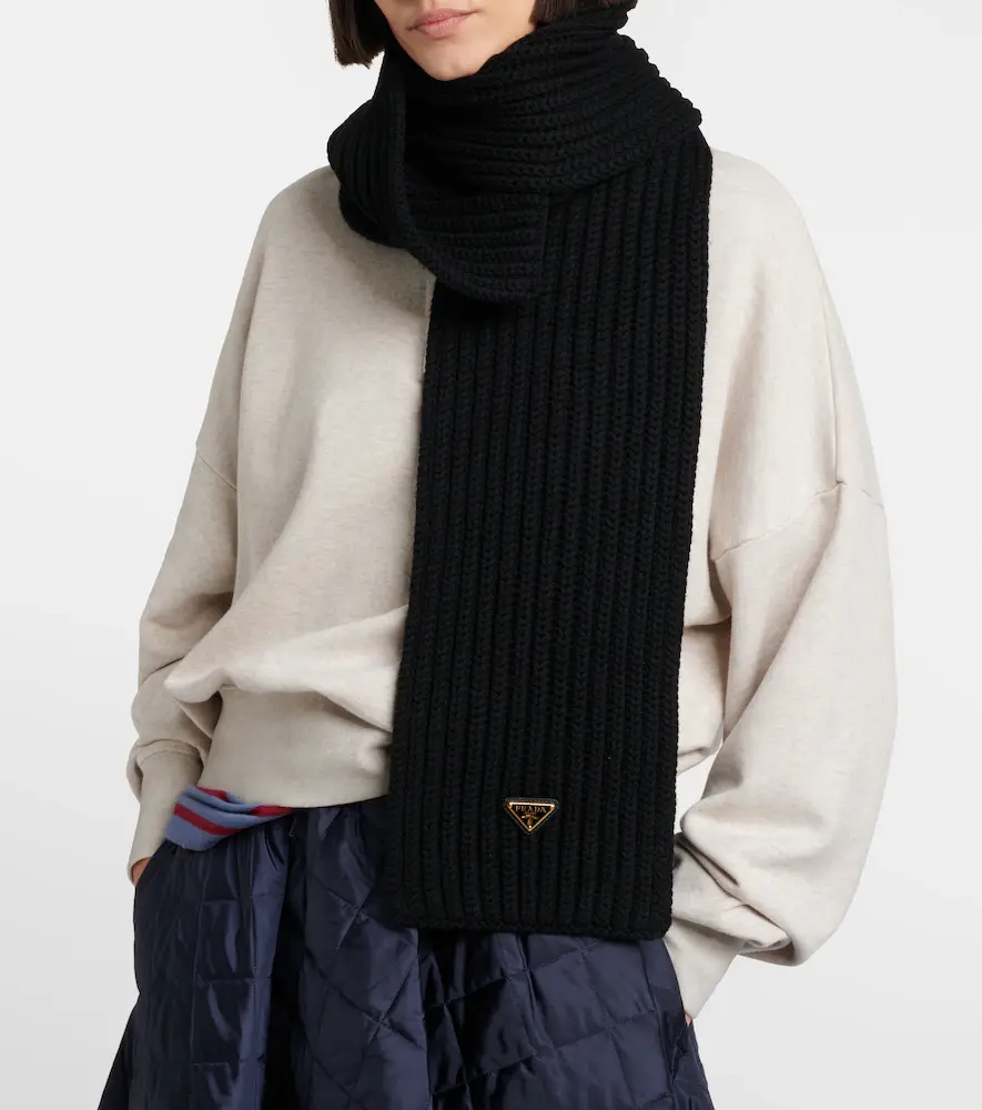 Prada Ribbed-knit virgin wool scarf | Thumbnail 5 Prada Ribbed-knit virgin wool scarf | Thumbnail 5