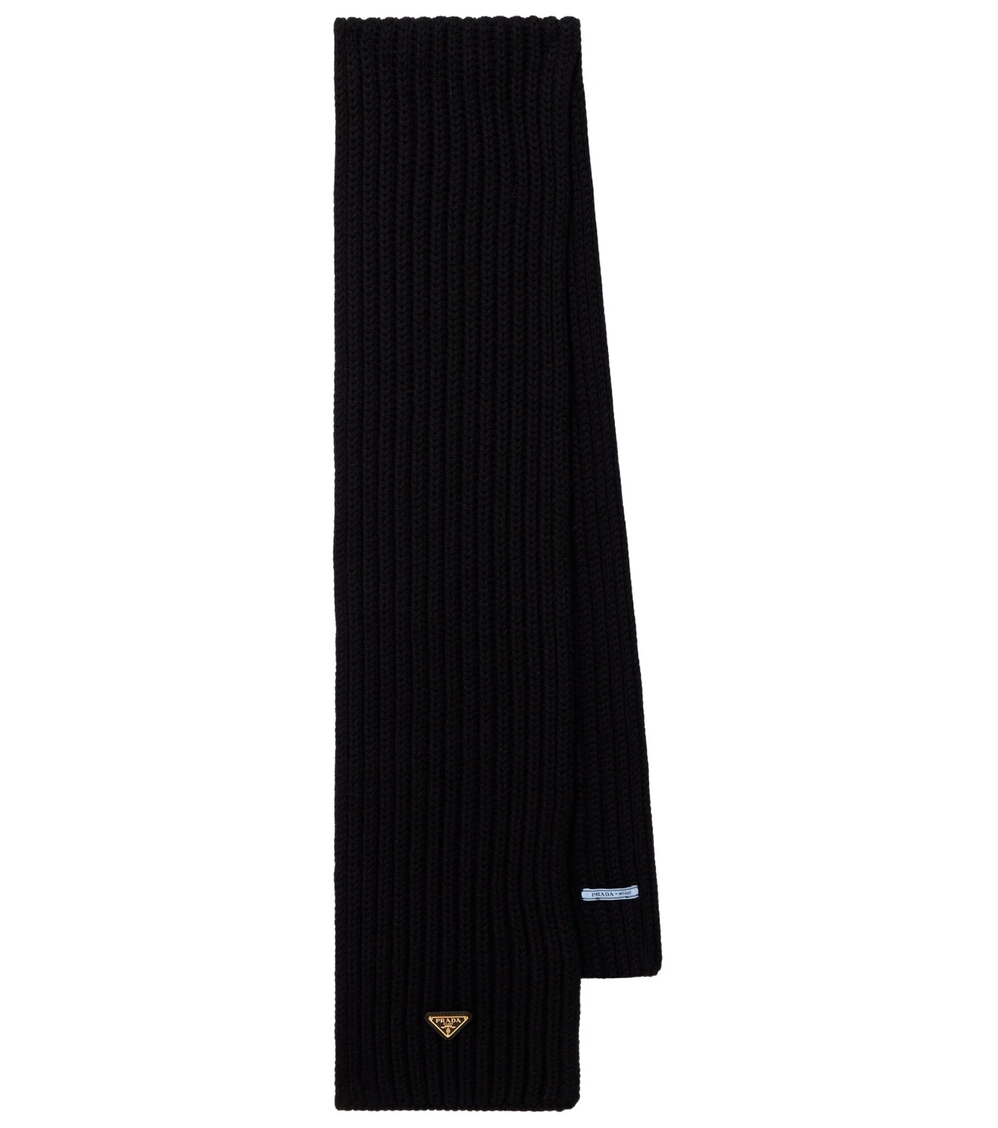 Ribbed-knit virgin wool scarf