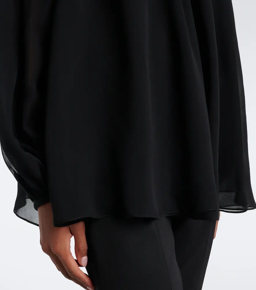 Carolina Herrera Floral-appliqué gathered silk top | Thumbnail 7