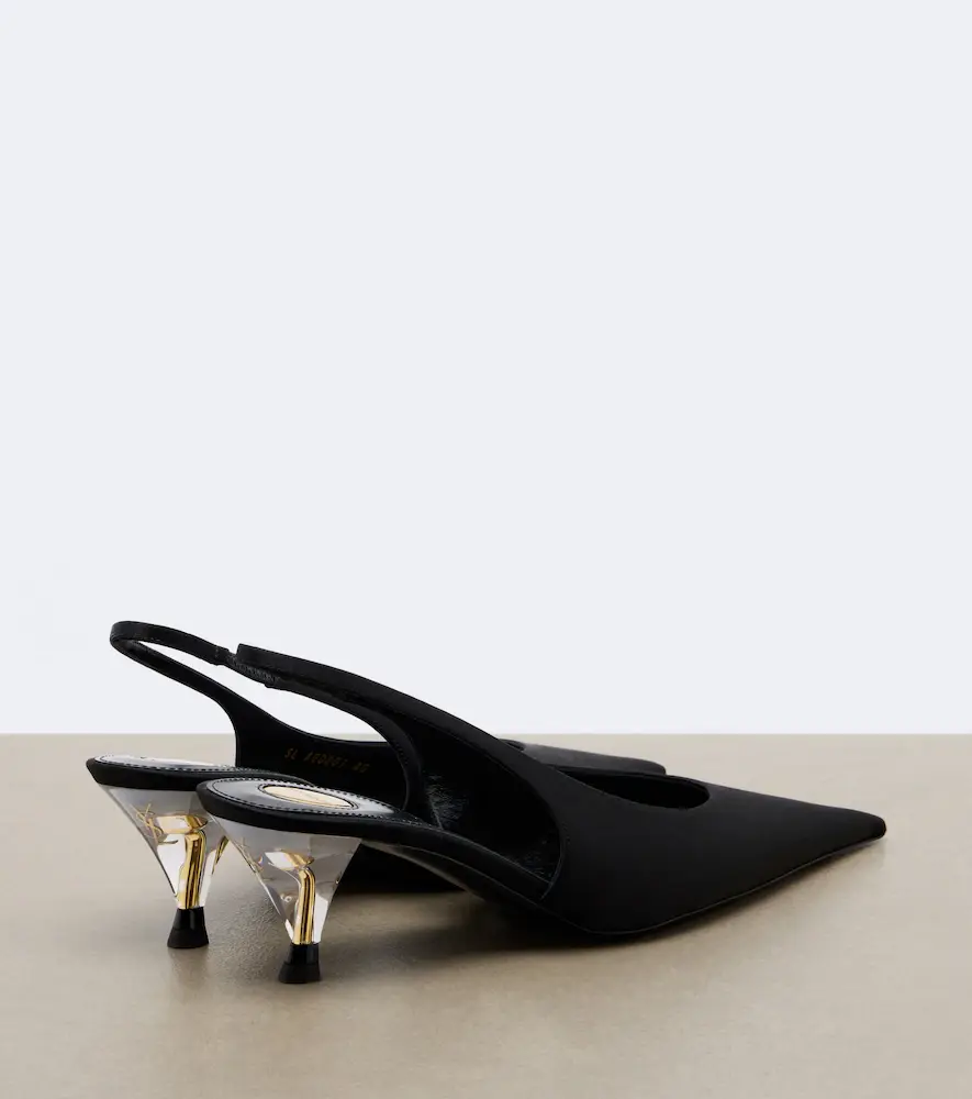 Saint Laurent Fanny crêpe satin slingback pumps | Thumbnail 4 Saint Laurent Fanny crêpe satin slingback pumps | Thumbnail 4