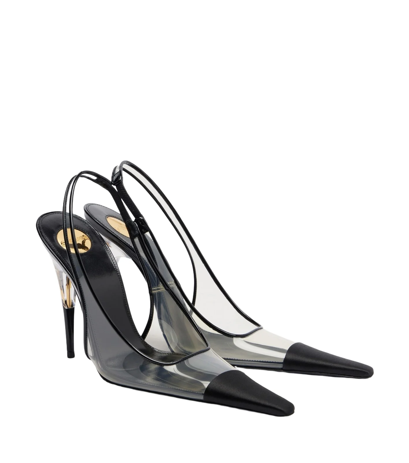 Saint Laurent Romy TPU and satin slingback pumps