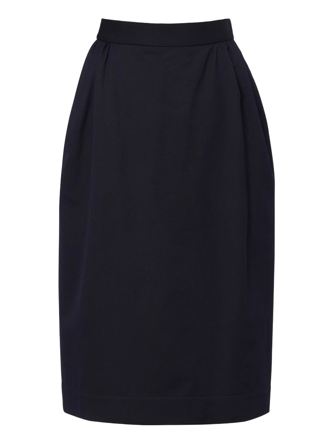 Pleated cotton and wool pencil skirt