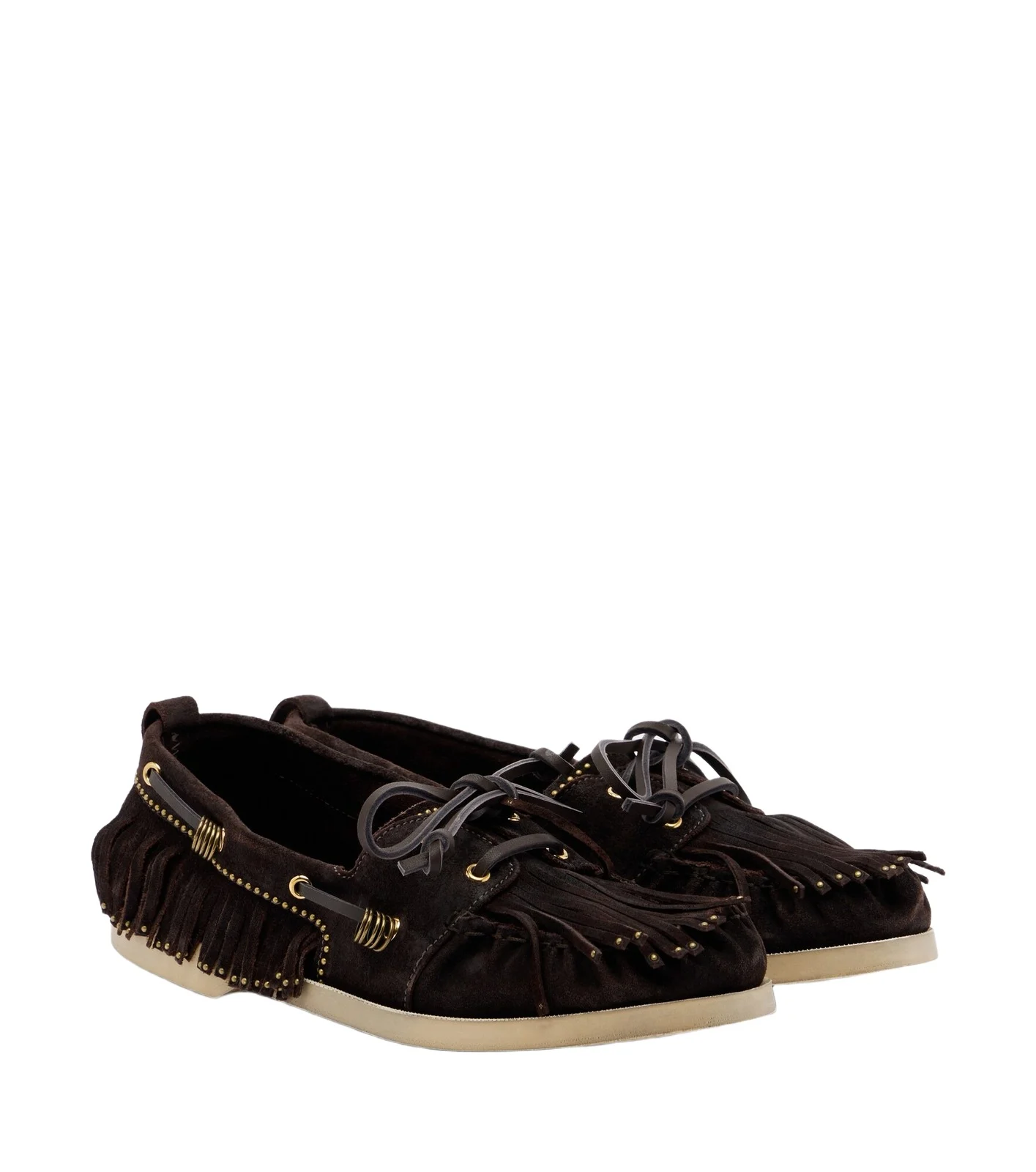 Embellished suede boat shoes