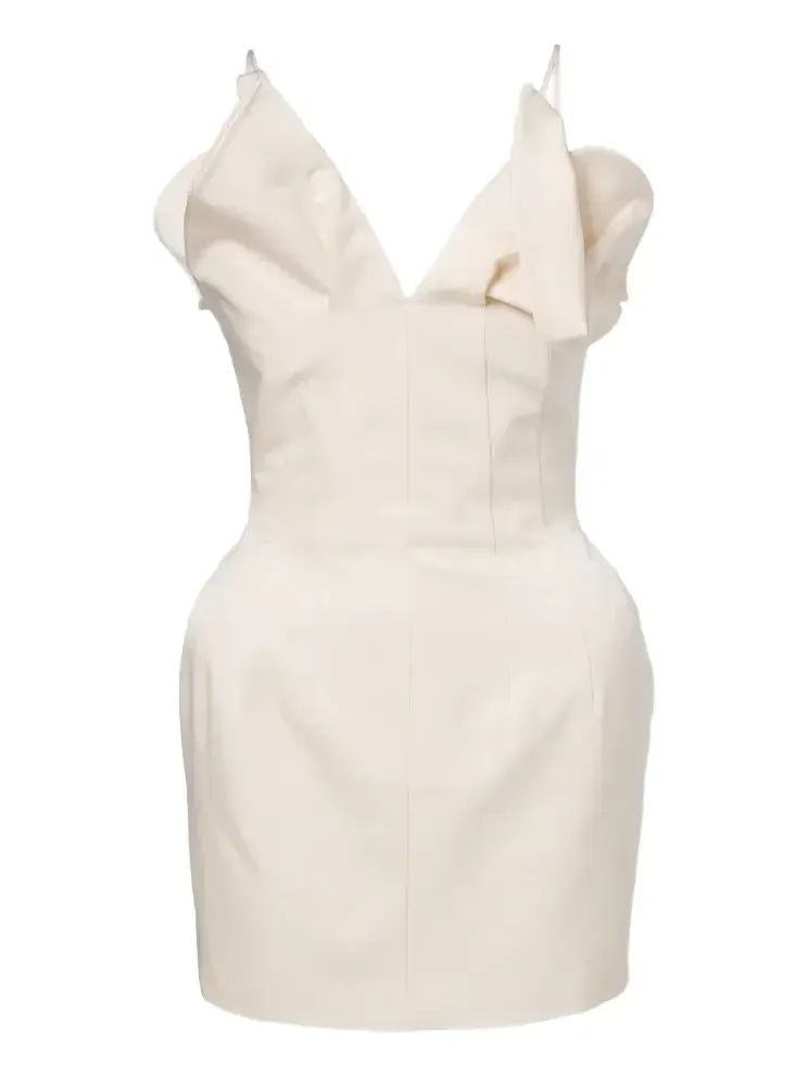Draped cotton and silk corset dress