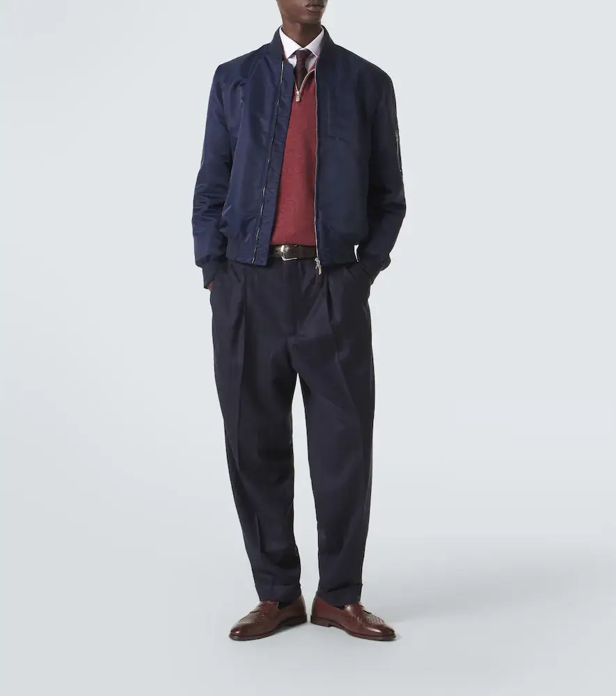 Brunello Cucinelli Cotton-trimmed bomber jacket | Thumbnail 2 Brunello Cucinelli Cotton-trimmed bomber jacket | Thumbnail 2