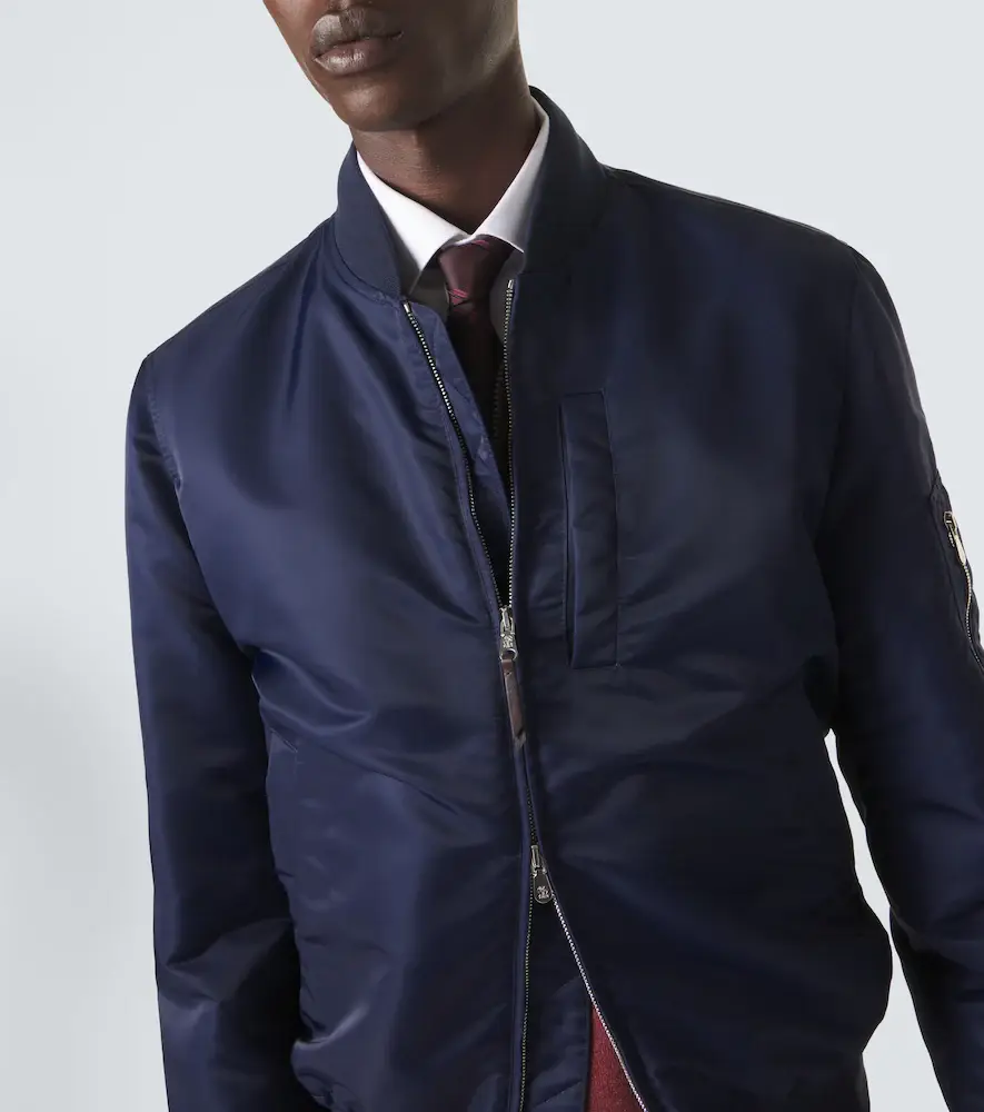Brunello Cucinelli Cotton-trimmed bomber jacket | Thumbnail 4 Brunello Cucinelli Cotton-trimmed bomber jacket | Thumbnail 4
