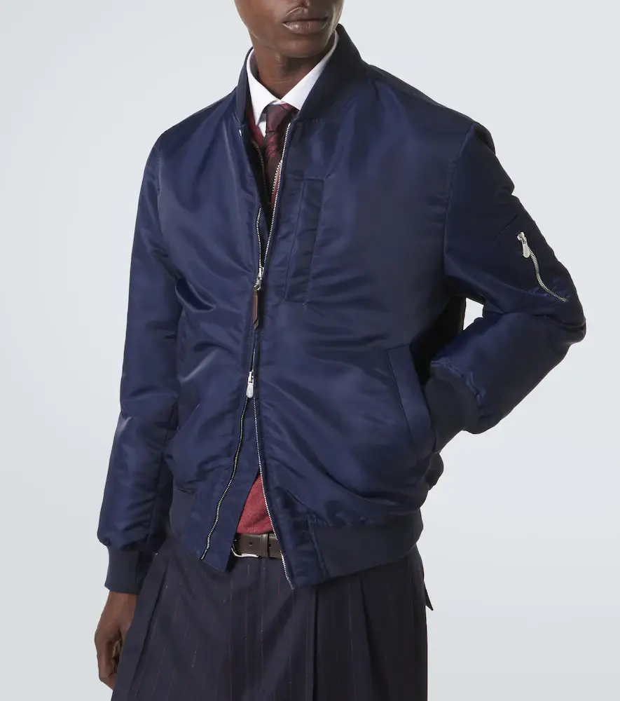 Brunello Cucinelli Cotton-trimmed bomber jacket | Thumbnail 6 Brunello Cucinelli Cotton-trimmed bomber jacket | Thumbnail 6