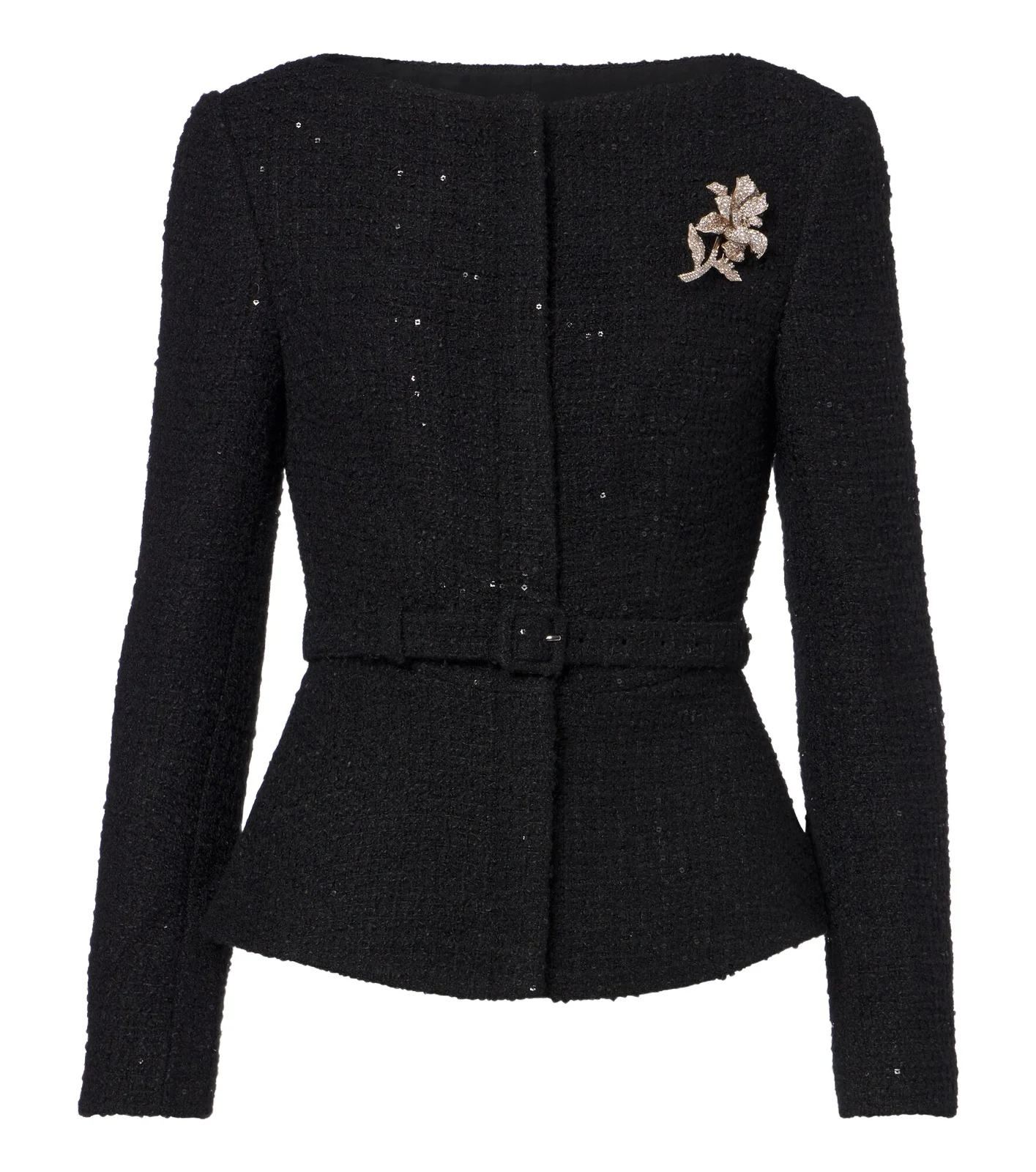 Belted embellished bouclé jacket Belted embellished bouclé jacket