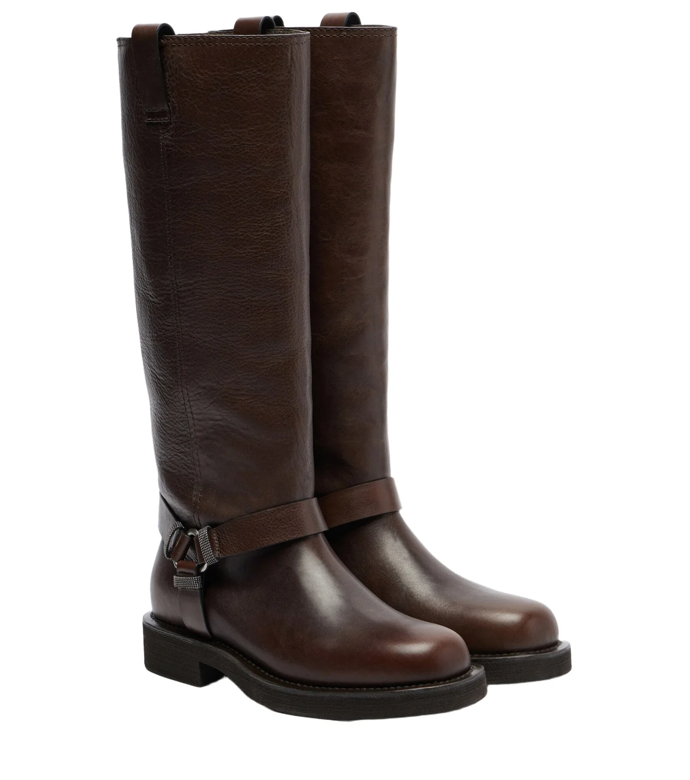 Brunello Cucinelli Monili leather knee-high boots