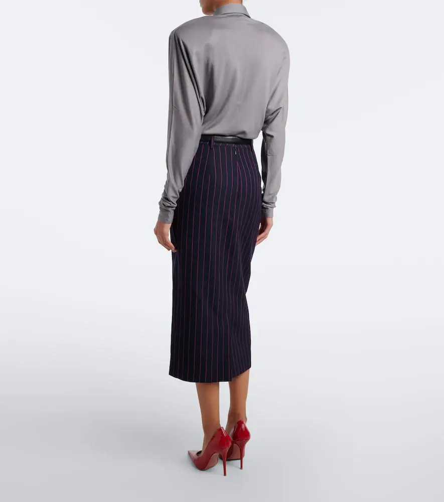 Mugler Pinstripe virgin wool pencil skirt | Thumbnail 4