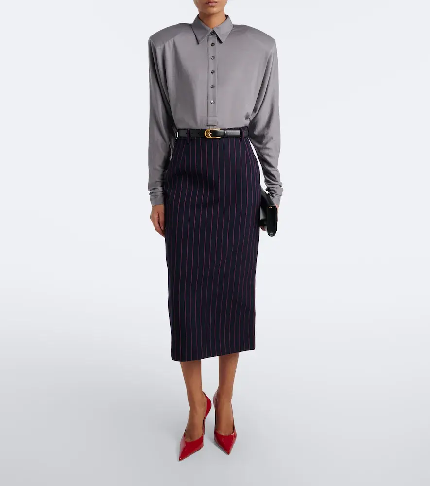 Mugler Pinstripe virgin wool pencil skirt | Thumbnail 5