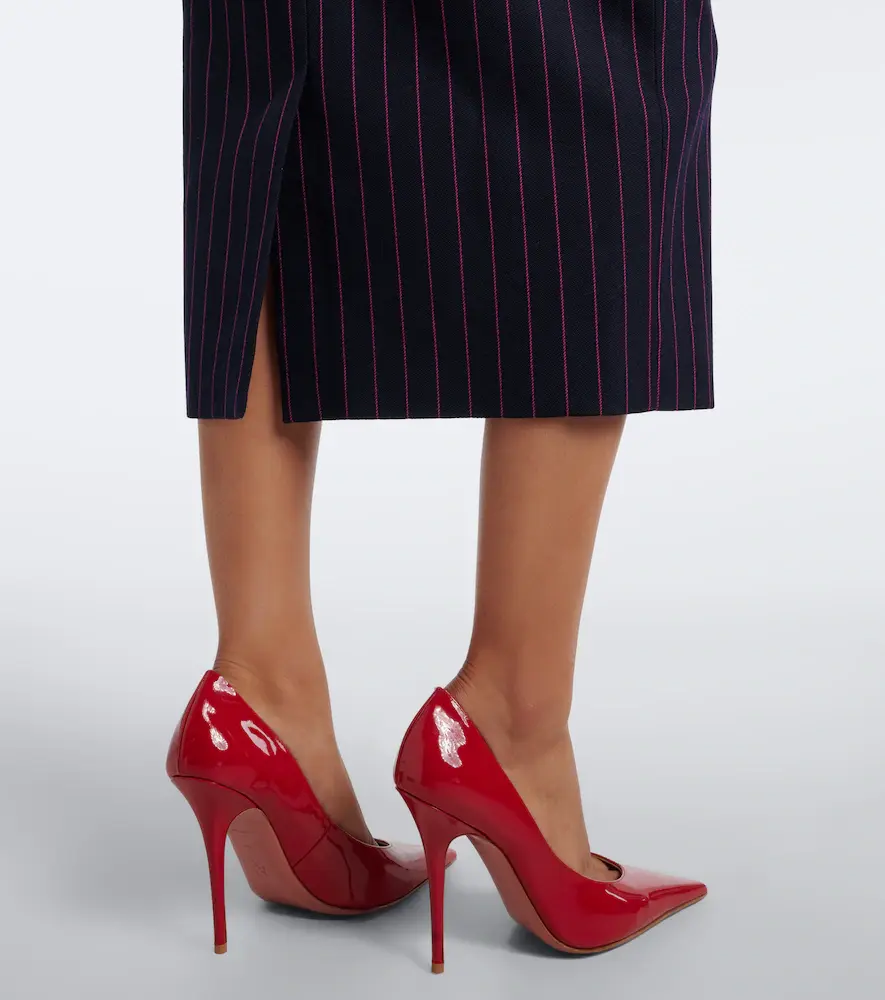 Mugler Pinstripe virgin wool pencil skirt | Thumbnail 6