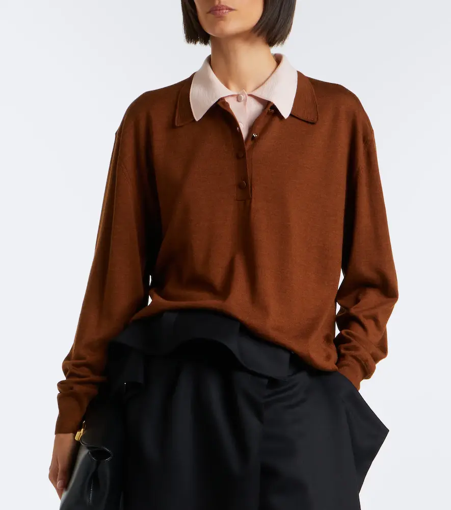 Plan C Layered wool and silk polo sweater | Thumbnail 3