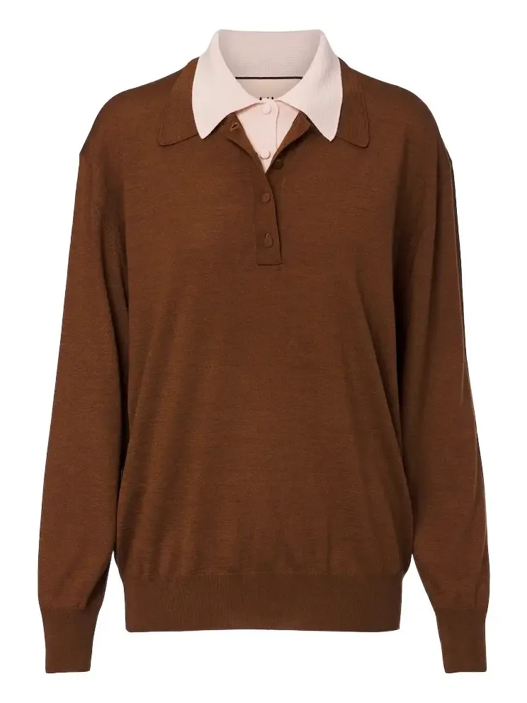 Plan C Layered wool and silk polo sweater