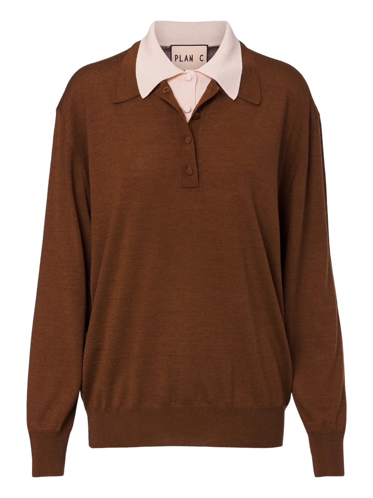 Layered wool and silk polo sweater
