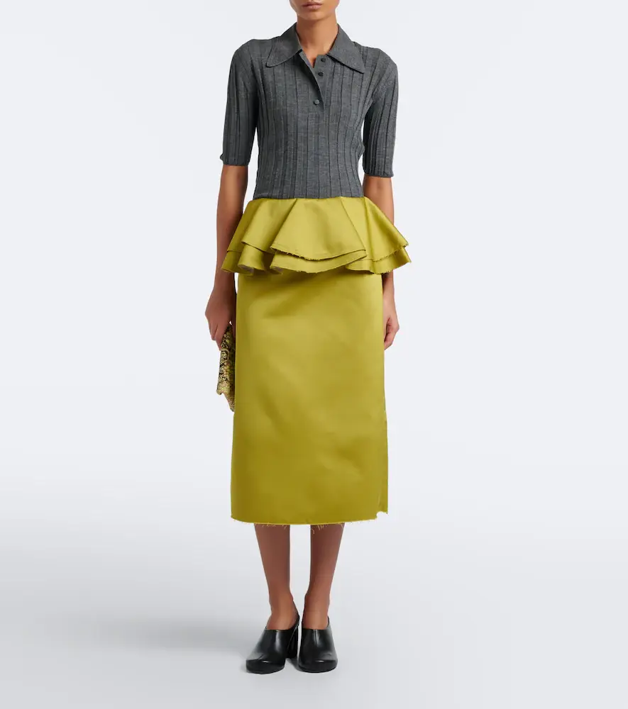 Plan C Peplum satin midi skirt | Thumbnail 2 Plan C Peplum satin midi skirt | Thumbnail 2
