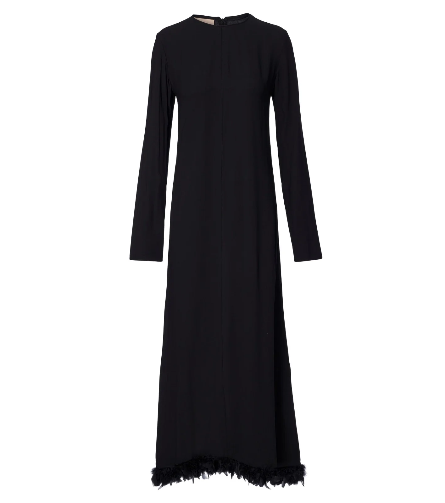 Feather-trimmed gown Feather-trimmed gown