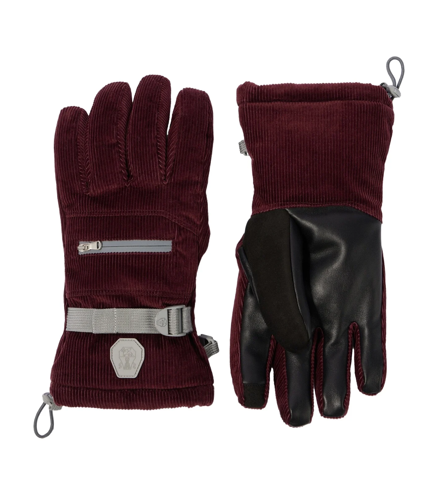 Brunello Cucinelli Leather-trimmed cotton corduroy ski gloves