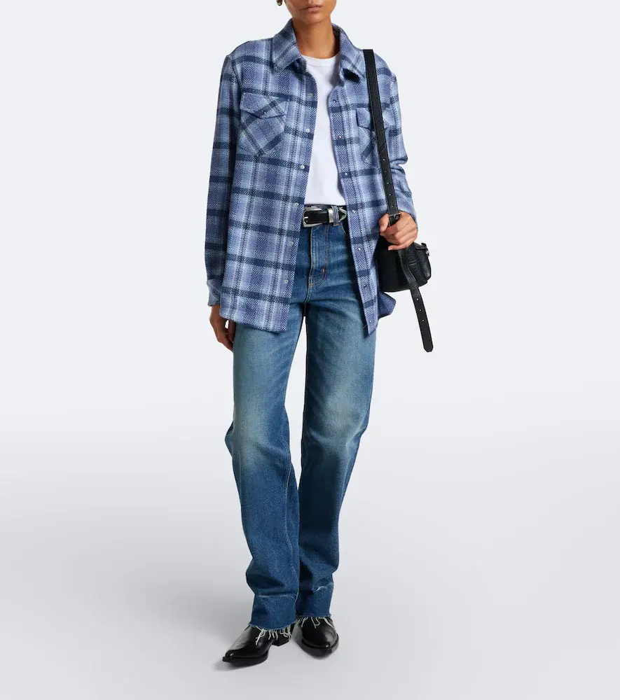 God’s True Cashmere Blue Uniform plaid cashmere shirt | Thumbnail 4