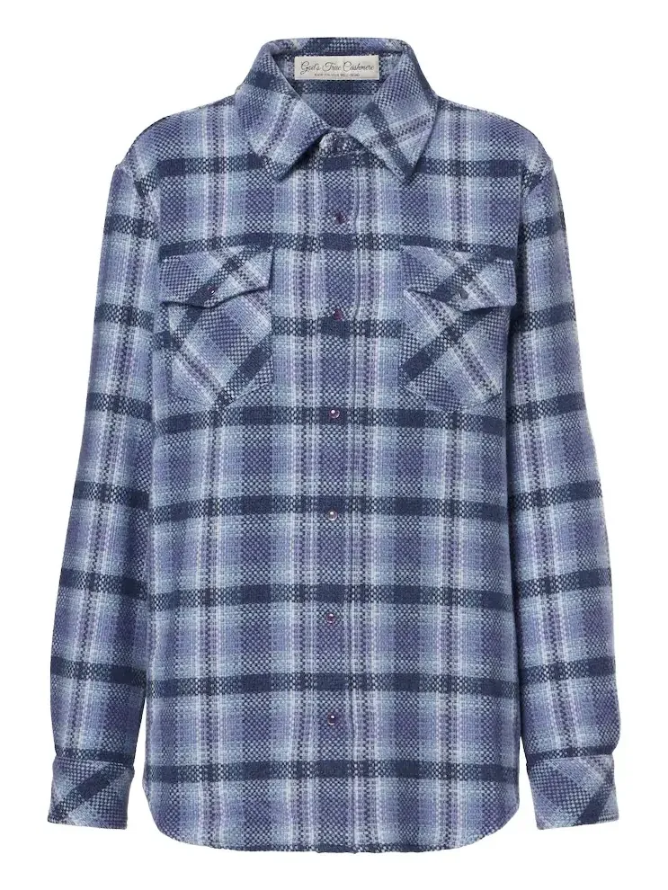 Blue Uniform plaid cashmere shirt