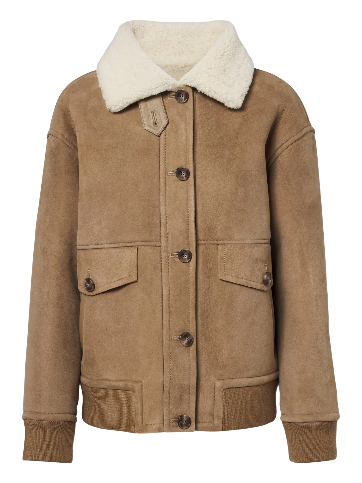Teddy-trimmed suede jacket