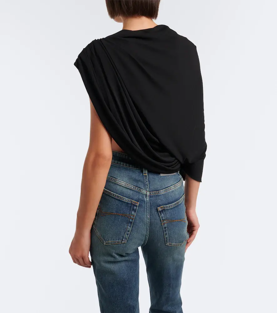 Balenciaga Draped one-shoulder jersey top | Thumbnail 2 Balenciaga Draped one-shoulder jersey top | Thumbnail 2