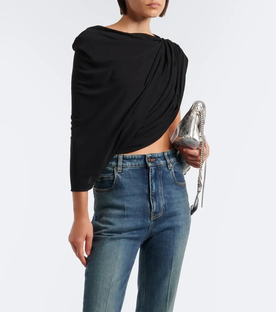 Balenciaga Draped one-shoulder jersey top | Thumbnail 4 Balenciaga Draped one-shoulder jersey top | Thumbnail 4