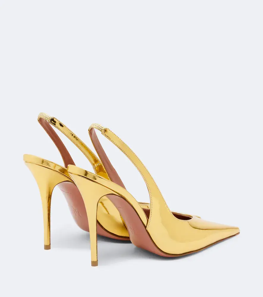 Amina Muaddi Anok metallic leather slingback pumps | Thumbnail 2