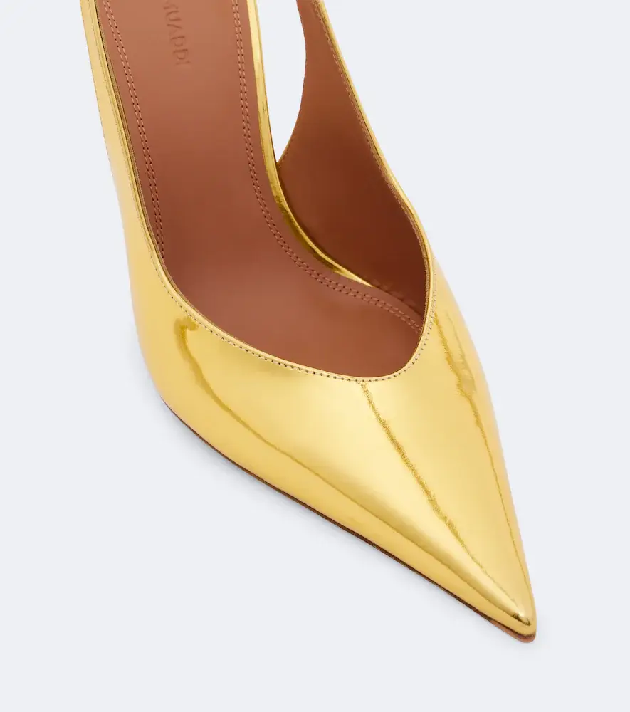 Amina Muaddi Anok metallic leather slingback pumps | Thumbnail 3