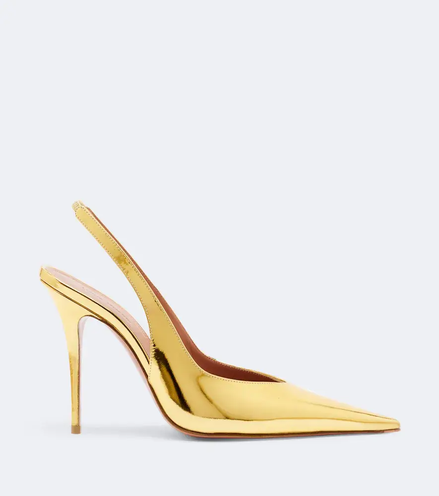 Amina Muaddi Anok metallic leather slingback pumps | Thumbnail 4