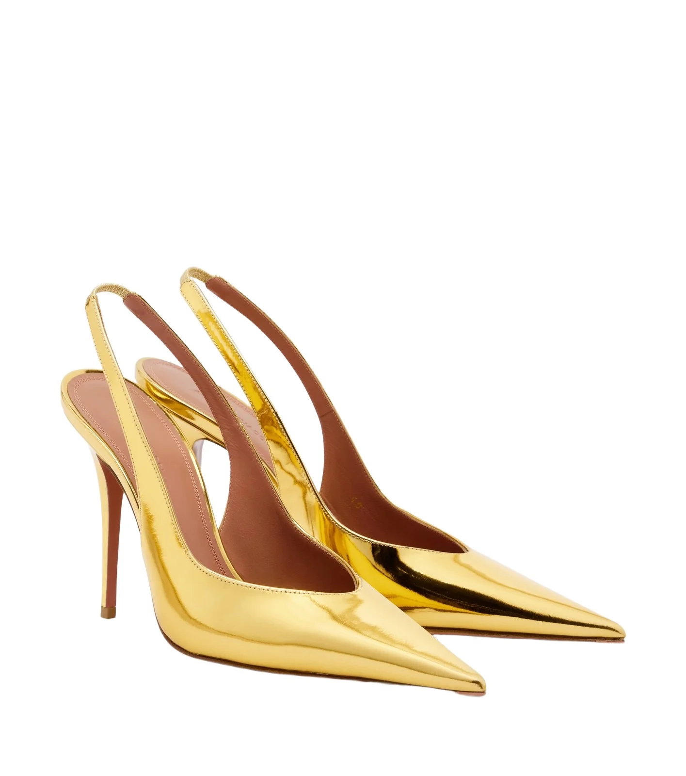 Amina Muaddi Anok metallic leather slingback pumps