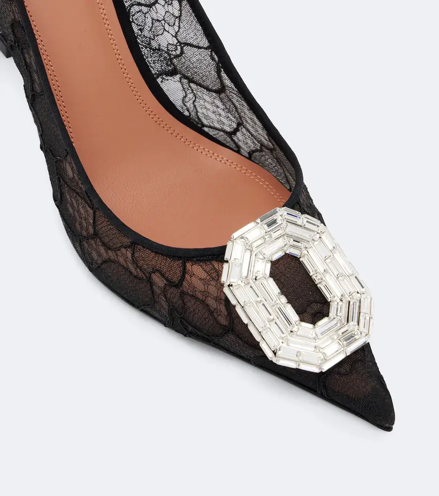 Amina Muaddi Camelia embellished lace pumps | Thumbnail 2 Amina Muaddi Camelia embellished lace pumps | Thumbnail 2