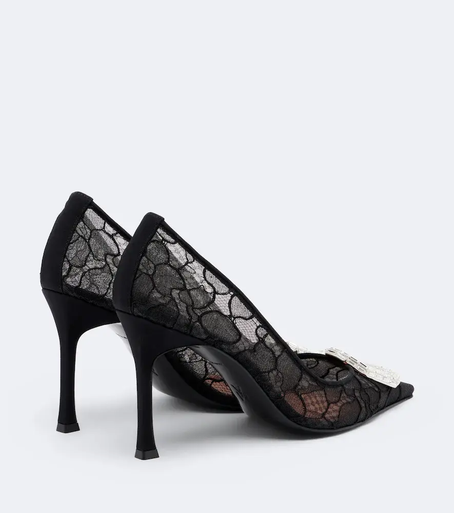 Amina Muaddi Camelia embellished lace pumps | Thumbnail 3 Amina Muaddi Camelia embellished lace pumps | Thumbnail 3