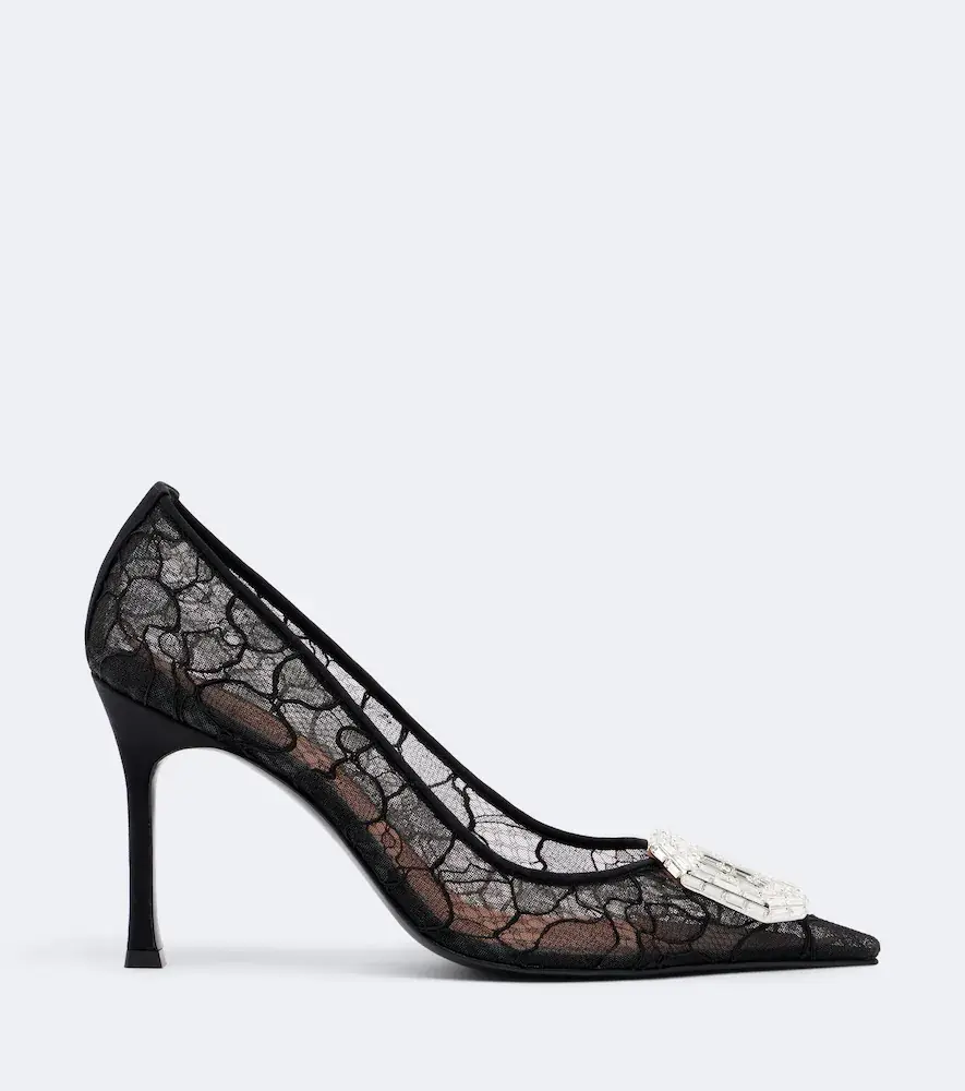 Amina Muaddi Camelia embellished lace pumps | Thumbnail 4 Amina Muaddi Camelia embellished lace pumps | Thumbnail 4