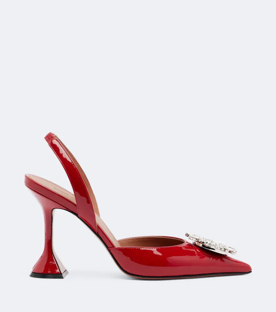 Amina Muaddi Begum embellished leather slingback pumps | Thumbnail 4