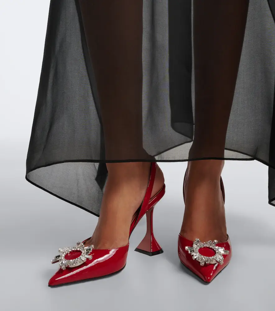 Amina Muaddi Begum embellished leather slingback pumps | Thumbnail 5