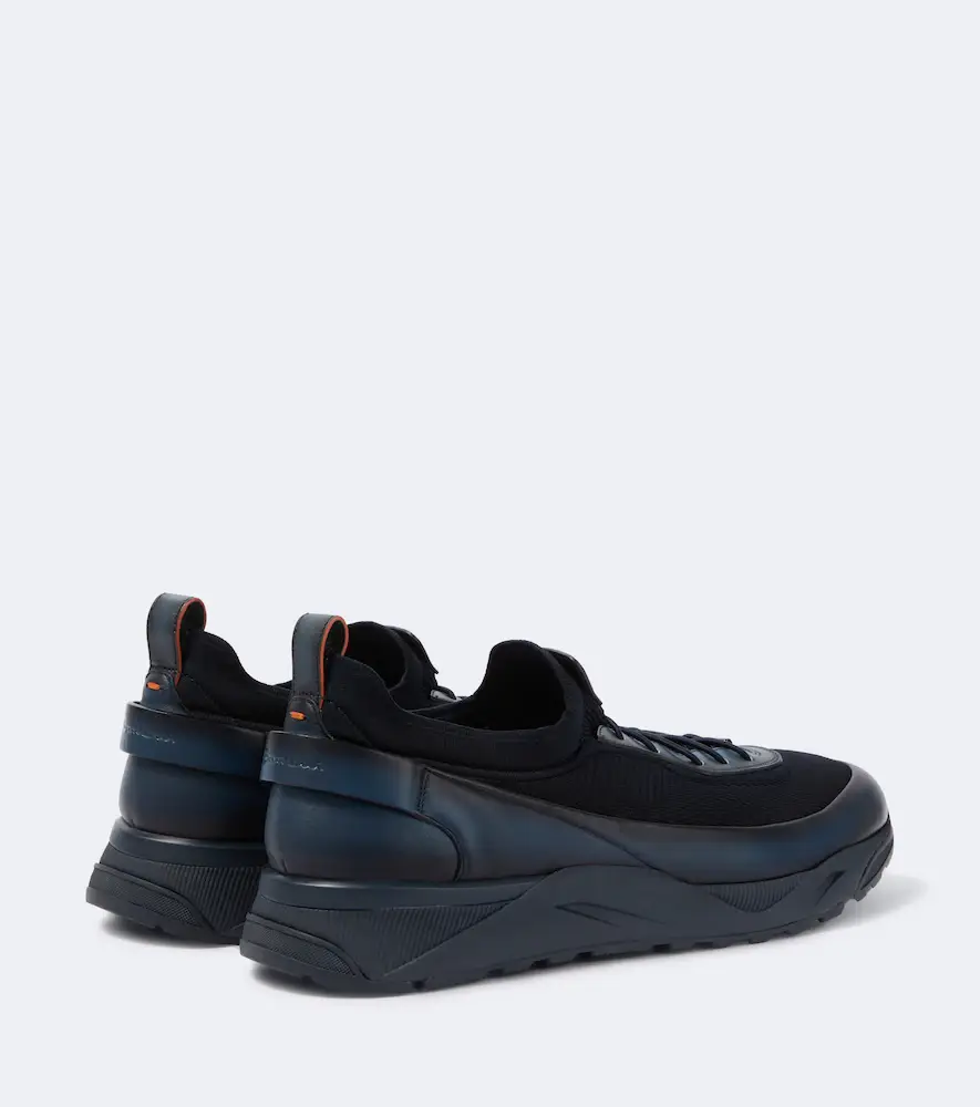 Santoni Leather-trimmed knitted sneakers | Thumbnail 4 Santoni Leather-trimmed knitted sneakers | Thumbnail 4