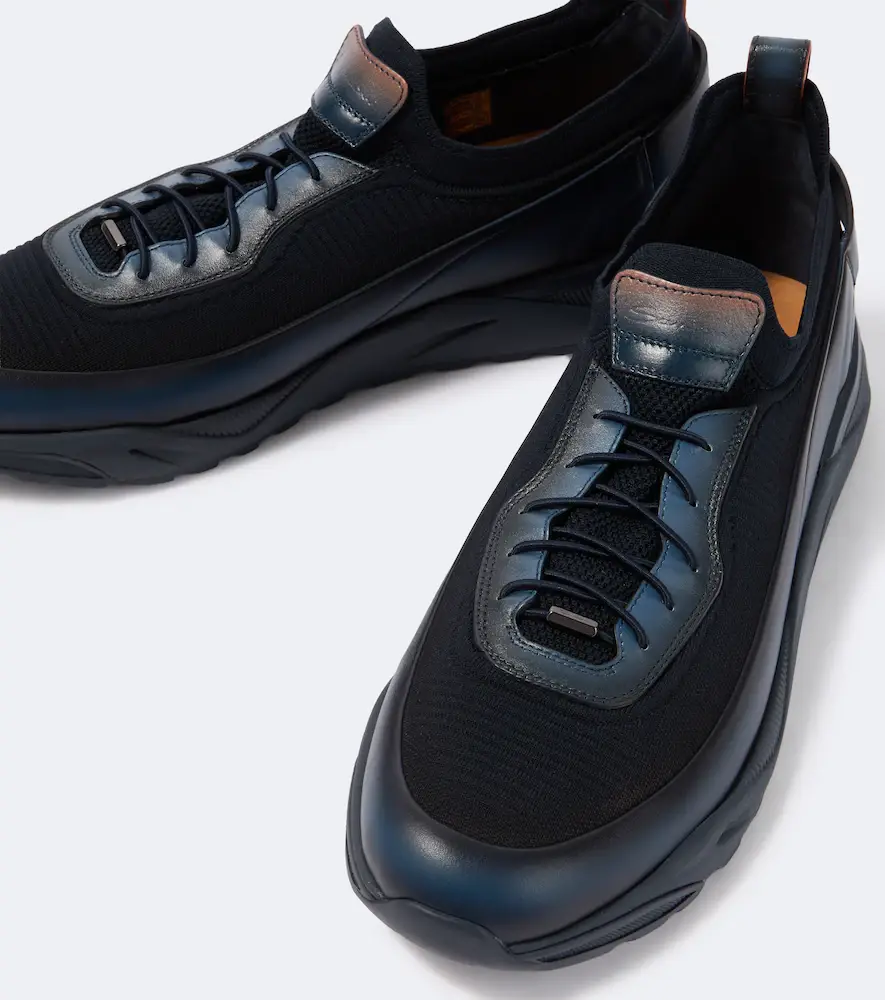Santoni Leather-trimmed knitted sneakers | Thumbnail 5 Santoni Leather-trimmed knitted sneakers | Thumbnail 5