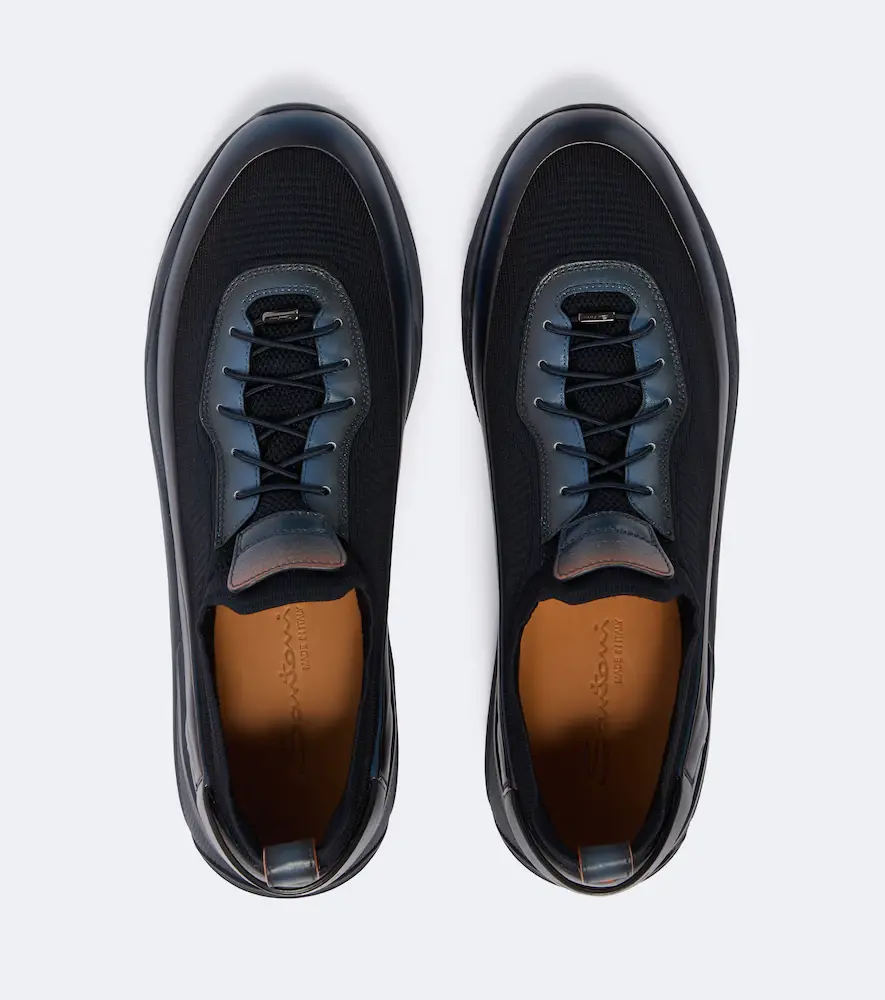 Santoni Leather-trimmed knitted sneakers | Thumbnail 6 Santoni Leather-trimmed knitted sneakers | Thumbnail 6
