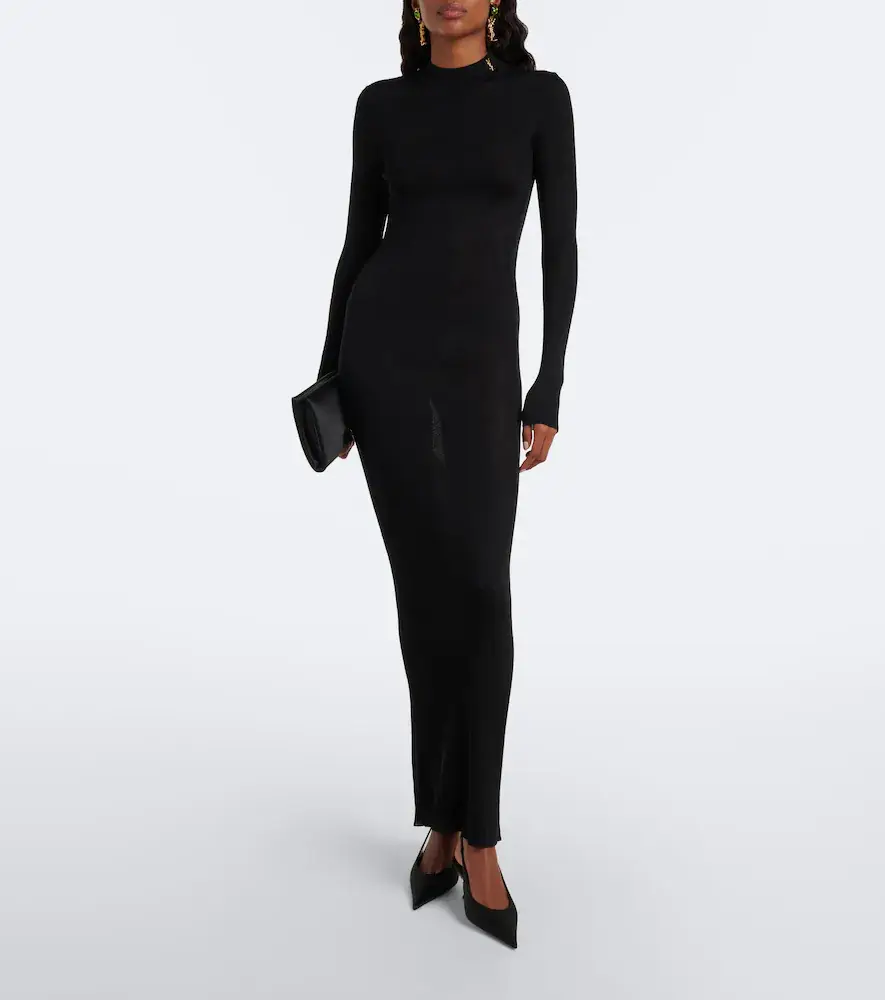 Saint Laurent Cassandre ribbed-knit silk maxi dress | Thumbnail 2 Saint Laurent Cassandre ribbed-knit silk maxi dress | Thumbnail 2