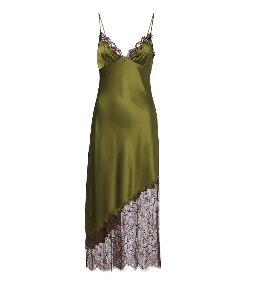 Lara lace-trimmed silk-blend satin slip dress Lara lace-trimmed silk-blend satin slip dress