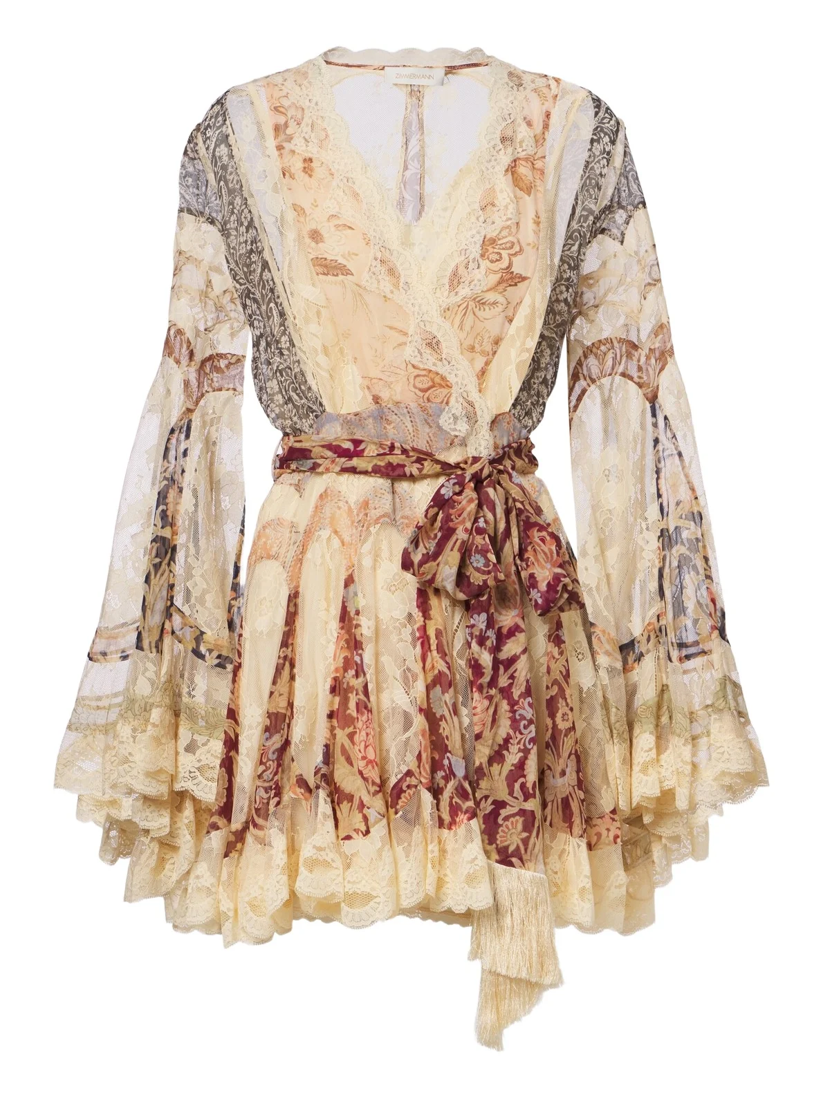 Zimmermann Valiant floral lace-trimmed wrap dress