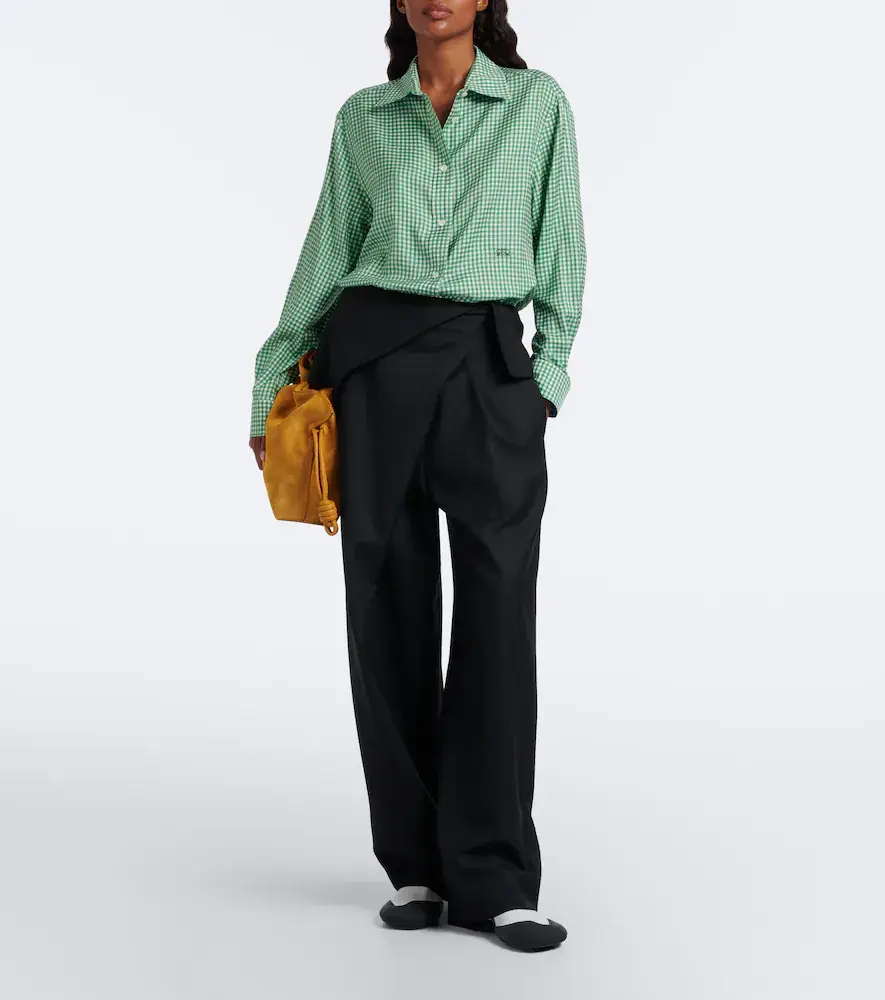 Loewe Double L gingham silk twill shirt | Thumbnail 4 Loewe Double L gingham silk twill shirt | Thumbnail 4