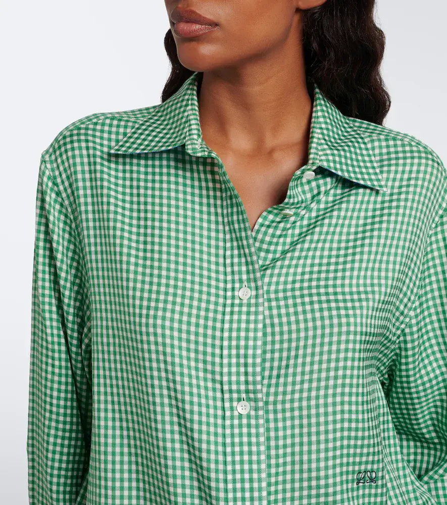 Loewe Double L gingham silk twill shirt | Thumbnail 5 Loewe Double L gingham silk twill shirt | Thumbnail 5