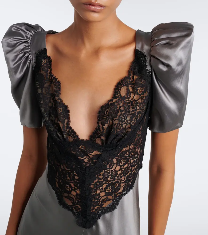 Rodarte Lace-trimmed silk satin gown | Thumbnail 3 Rodarte Lace-trimmed silk satin gown | Thumbnail 3